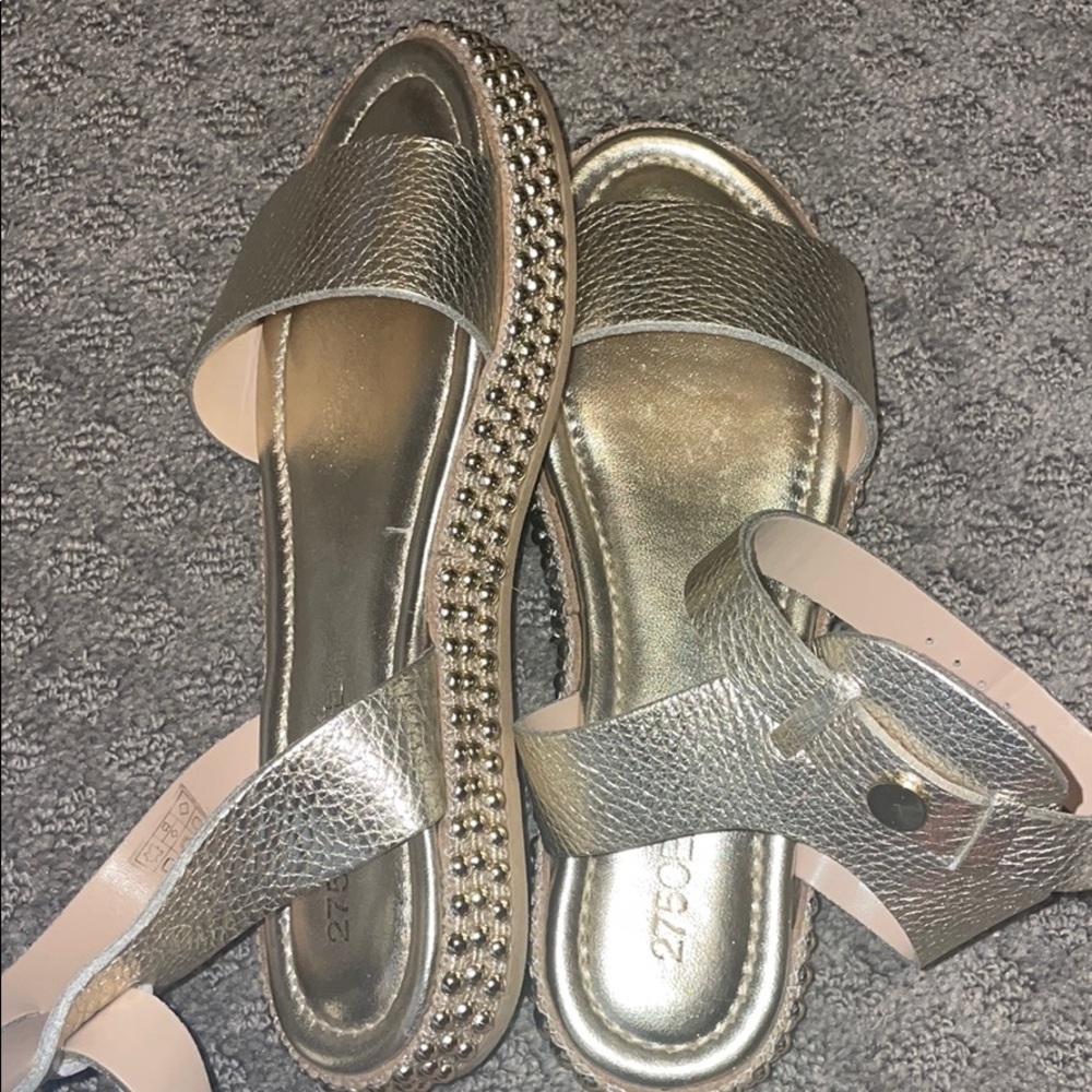 Gold Platform Ankle Strap Sandals